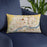 Custom Davenport Iowa Map Throw Pillow in Woodblock on Blue Colored Chair