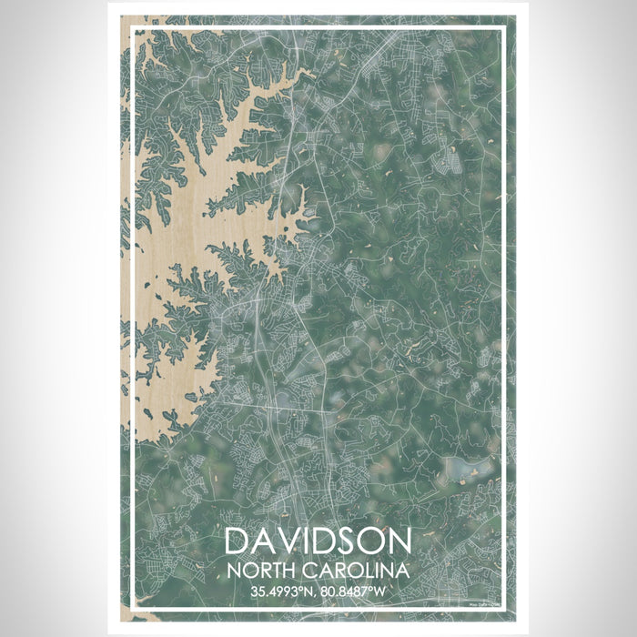 Davidson North Carolina Map Print Portrait Orientation in Afternoon Style With Shaded Background