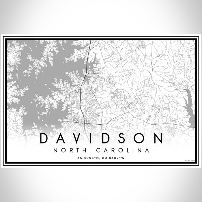 Davidson North Carolina Map Print Landscape Orientation in Classic Style With Shaded Background