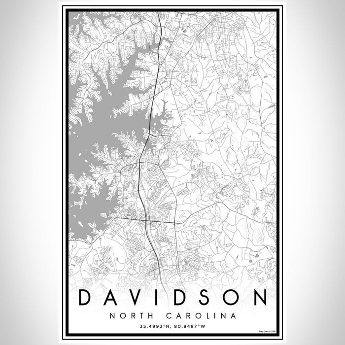 Davidson North Carolina Map Print Portrait Orientation in Classic Style With Shaded Background