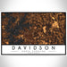 Davidson North Carolina Map Print Landscape Orientation in Ember Style With Shaded Background