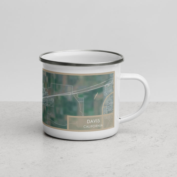 Right View Custom Davis California Map Enamel Mug in Afternoon