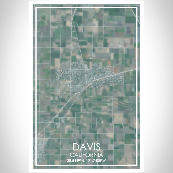Davis California Map Print Portrait Orientation in Afternoon Style With Shaded Background