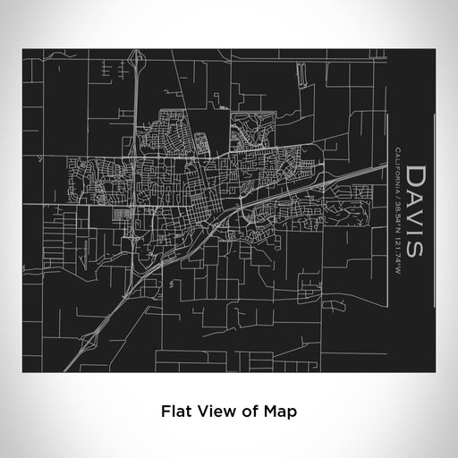 Rendered View of Davis California Map Engraving on 20oz Stainless Steel Insulated Bottle with Bamboo Top in Black