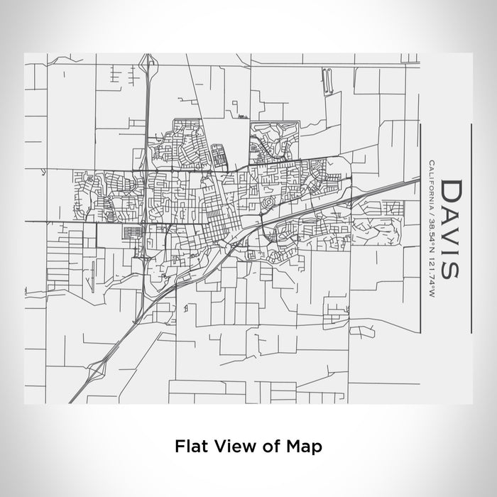 Rendered View of Davis California Map Engraving on 20oz Stainless Steel Insulated Bottle with Bamboo Top in White