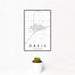 12x18 Davis California Map Print Portrait Orientation in Classic Style With Small Cactus Plant in White Planter