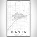 Davis California Map Print Portrait Orientation in Classic Style With Shaded Background