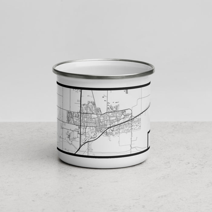 Front View Custom Davis California Map Enamel Mug in Classic