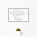 12x18 Davis California Map Print Landscape Orientation in Classic Style With Small Cactus Plant in White Planter