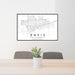 24x36 Davis California Map Print Landscape Orientation in Classic Style Behind 2 Chairs Table and Potted Plant