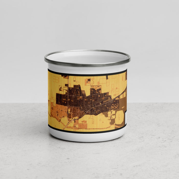 Front View Custom Davis California Map Enamel Mug in Ember
