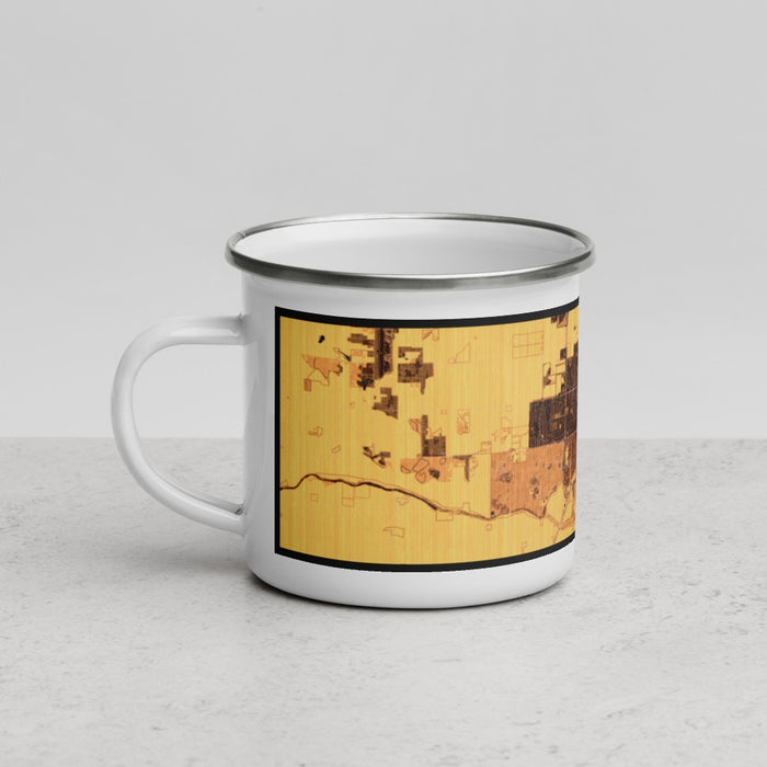 Left View Custom Davis California Map Enamel Mug in Ember