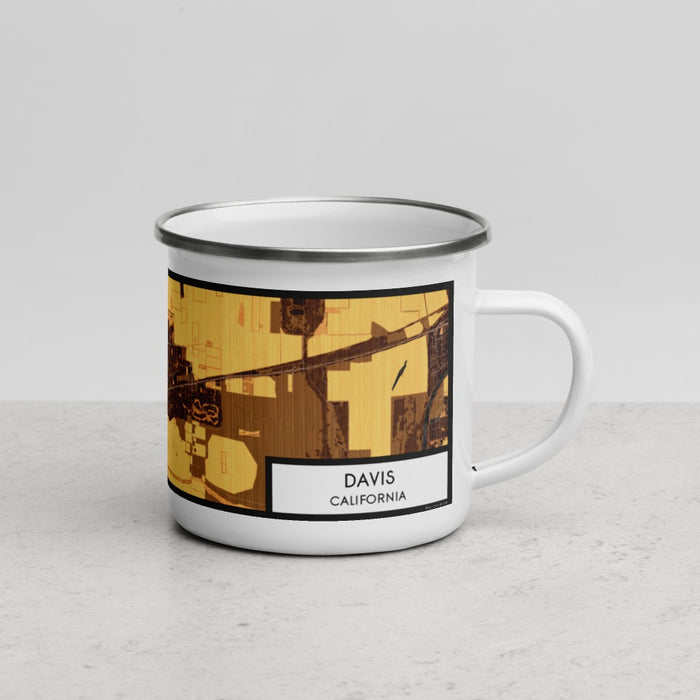 Right View Custom Davis California Map Enamel Mug in Ember