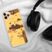 Custom Davis California Map Phone Case in Ember on Table with Black Headphones