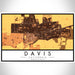 Davis California Map Print Landscape Orientation in Ember Style With Shaded Background