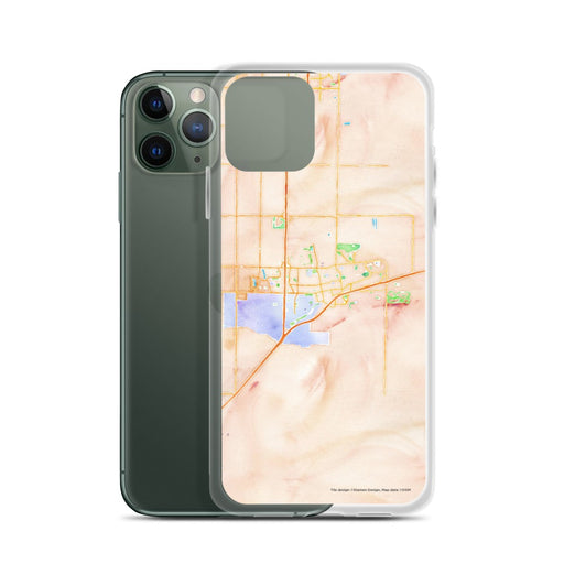 Custom Davis California Map Phone Case in Watercolor on Table with Laptop and Plant