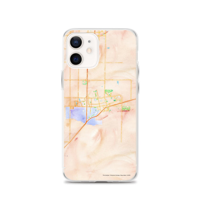 Custom Davis California Map iPhone 12 Phone Case in Watercolor