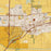 Davis California Map Print in Woodblock Style Zoomed In Close Up Showing Details