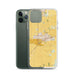 Custom Davis California Map Phone Case in Woodblock on Table with Laptop and Plant