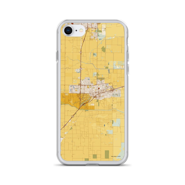 Custom Davis California Map iPhone SE Phone Case in Woodblock