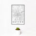 12x18 Dayton Ohio Map Print Portrait Orientation in Classic Style With Small Cactus Plant in White Planter