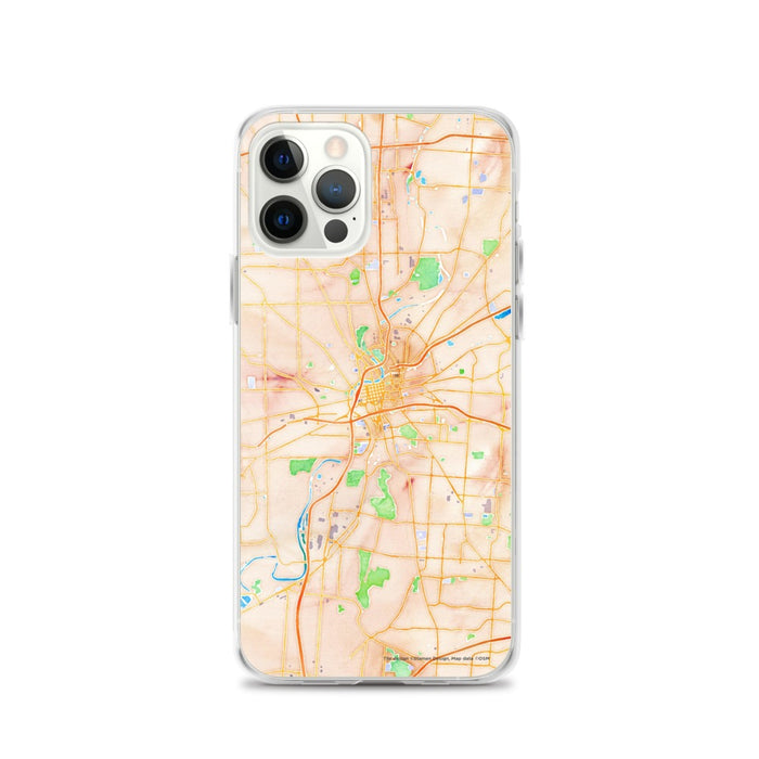 Custom Dayton Ohio Map iPhone 12 Pro Phone Case in Watercolor