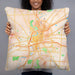 Person holding 22x22 Custom Dayton Ohio Map Throw Pillow in Watercolor