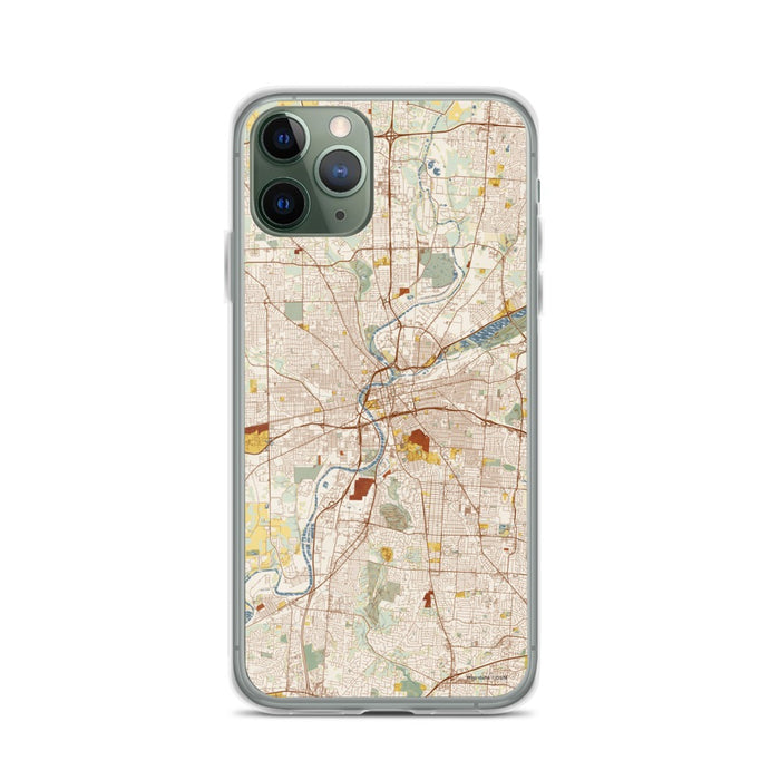 Custom Dayton Ohio Map Phone Case in Woodblock