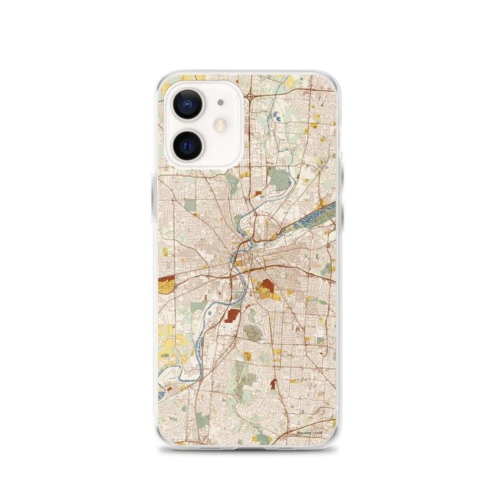 Custom Dayton Ohio Map iPhone 12 Phone Case in Woodblock