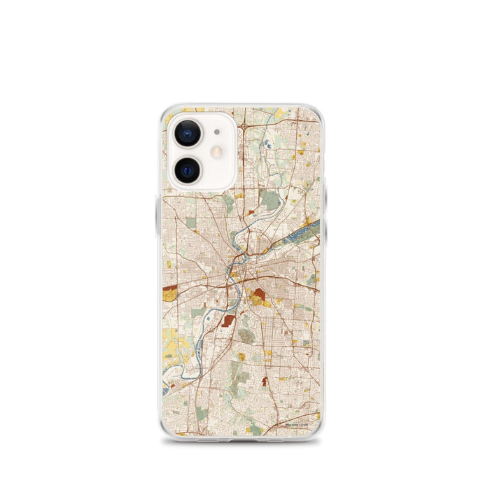 Custom Dayton Ohio Map iPhone 12 mini Phone Case in Woodblock