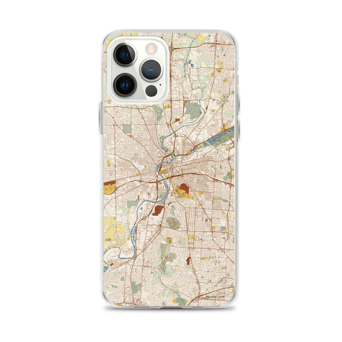 Custom Dayton Ohio Map iPhone 12 Pro Max Phone Case in Woodblock
