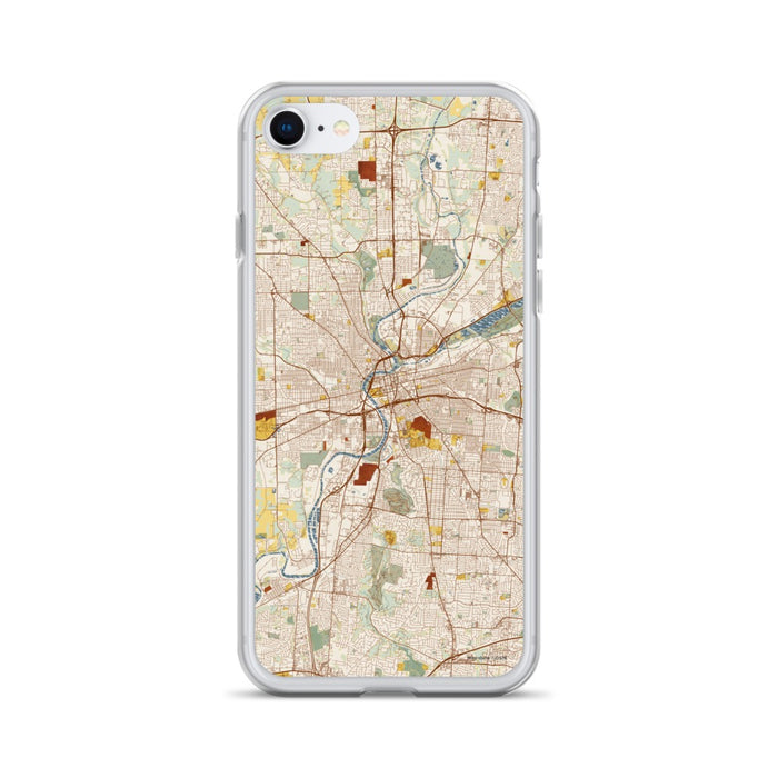 Custom Dayton Ohio Map iPhone SE Phone Case in Woodblock