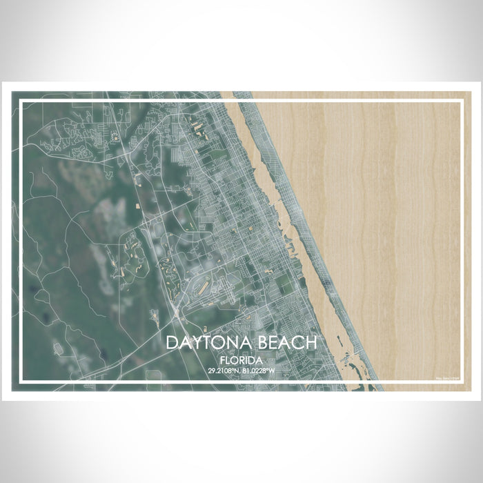 Daytona Beach Florida Map Print Landscape Orientation in Afternoon Style With Shaded Background