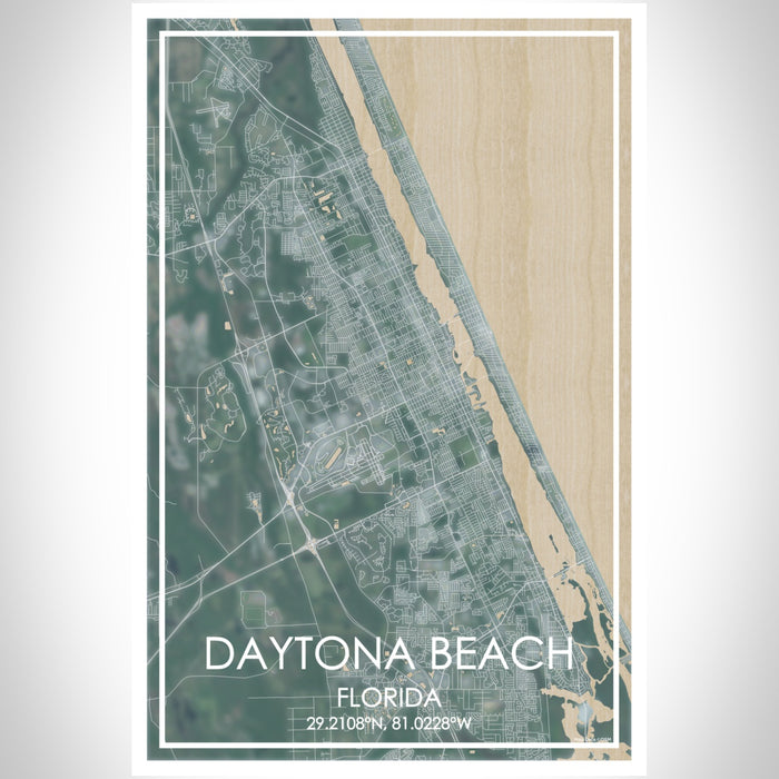 Daytona Beach Florida Map Print Portrait Orientation in Afternoon Style With Shaded Background