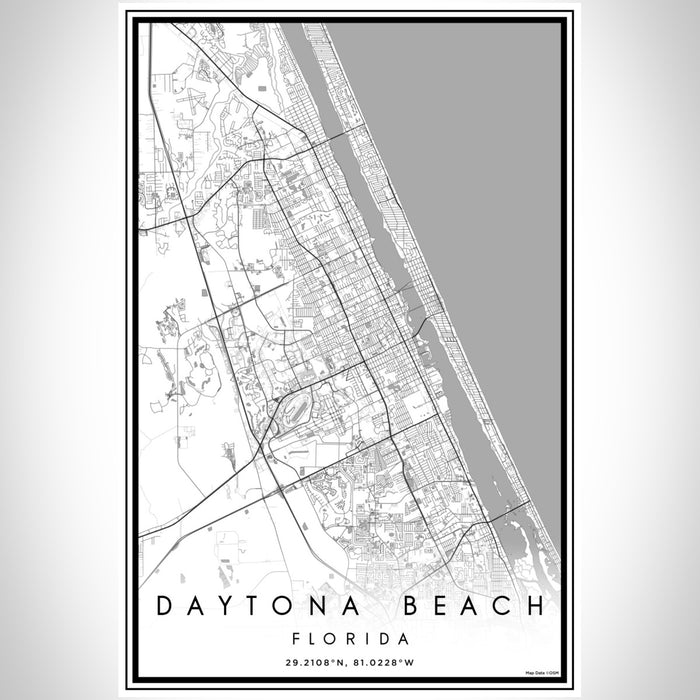 Daytona Beach Florida Map Print Portrait Orientation in Classic Style With Shaded Background
