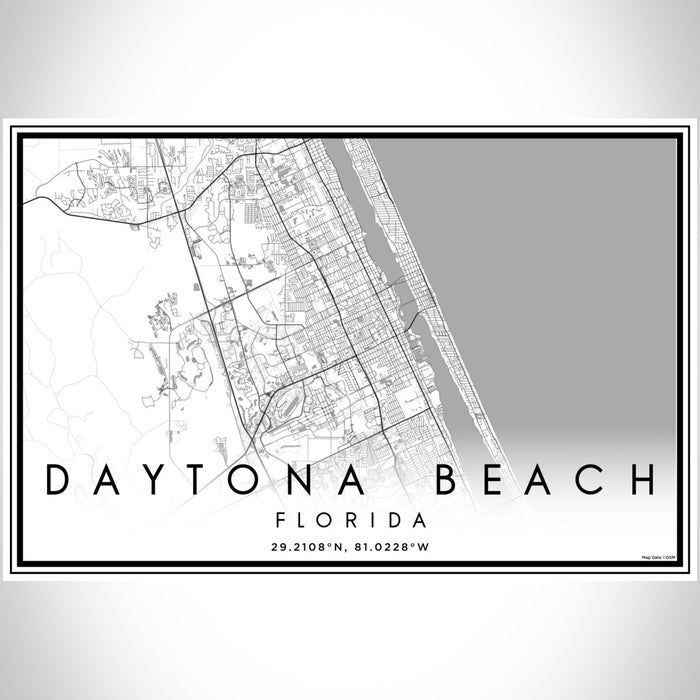 Daytona Beach Florida Map Print Landscape Orientation in Classic Style With Shaded Background