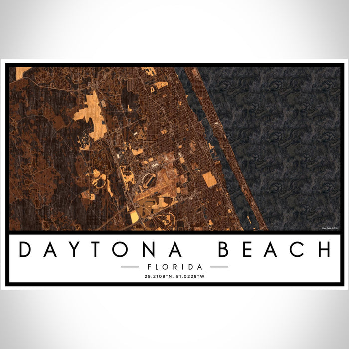 Daytona Beach Florida Map Print Landscape Orientation in Ember Style With Shaded Background