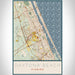 Daytona Beach Florida Map Print Portrait Orientation in Woodblock Style With Shaded Background
