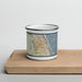Front View Custom Daytona Beach Florida Map Enamel Mug in Woodblock on Cutting Board