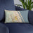 Custom Daytona Beach Florida Map Throw Pillow in Woodblock on Blue Colored Chair