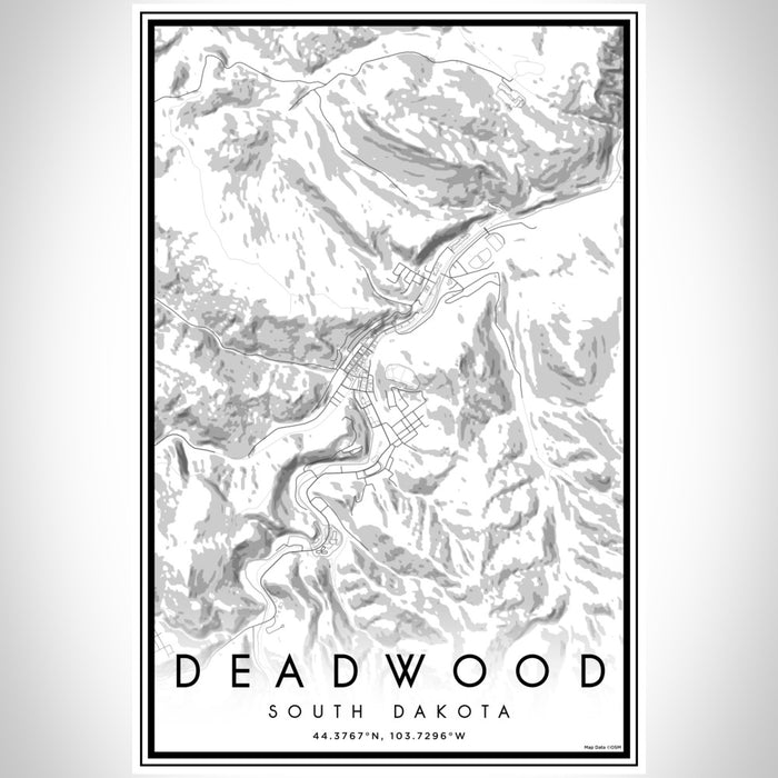 Deadwood South Dakota Map Print Portrait Orientation in Classic Style With Shaded Background