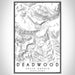 Deadwood South Dakota Map Print Portrait Orientation in Classic Style With Shaded Background