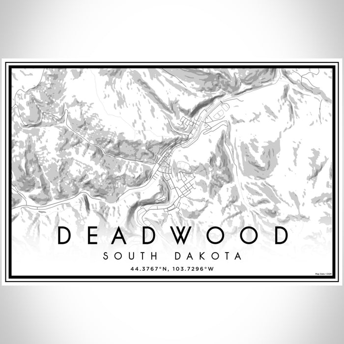 Deadwood South Dakota Map Print Landscape Orientation in Classic Style With Shaded Background