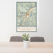 24x36 Deadwood South Dakota Map Print Portrait Orientation in Woodblock Style Behind 2 Chairs Table and Potted Plant
