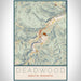 Deadwood South Dakota Map Print Portrait Orientation in Woodblock Style With Shaded Background