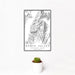 12x18 Death Valley National Park Map Print Portrait Orientation in Classic Style With Small Cactus Plant in White Planter