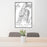 24x36 Death Valley National Park Map Print Portrait Orientation in Classic Style Behind 2 Chairs Table and Potted Plant