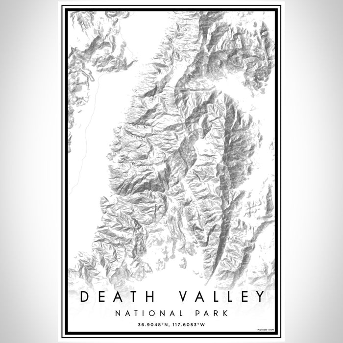 Death Valley National Park Map Print Portrait Orientation in Classic Style With Shaded Background