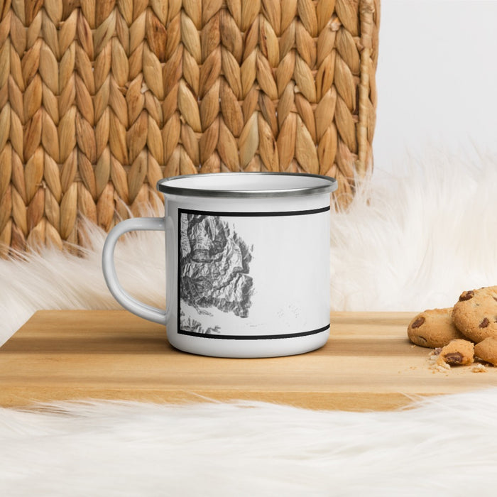 Left View Custom Death Valley National Park Map Enamel Mug in Classic on Table Top