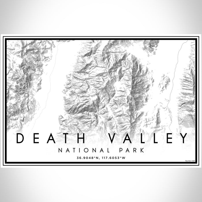 Death Valley National Park Map Print Landscape Orientation in Classic Style With Shaded Background